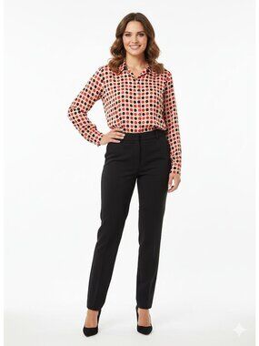 Austin Reed Polka Dot Long Sleeve Silk Blouse 6 Red & Black Made In China